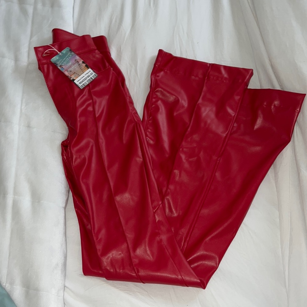 red leather venus flares